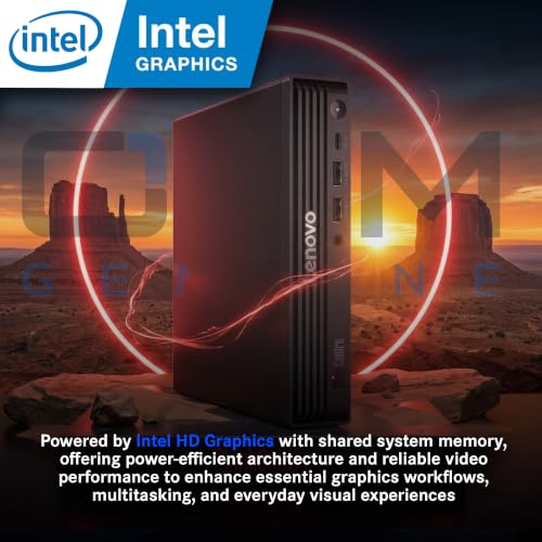 Image of Lenovo ThinkCentre Tiny M70q G6 Intel Ultra Proccessor (Beats i7-13700T), 16GB DDR5 RAM, 512GB SSD PCIe, WiFi 6E + BT, RJ-45, DP Port, HDMI, Windows 11 Pro, Mini Business Desktop - Black