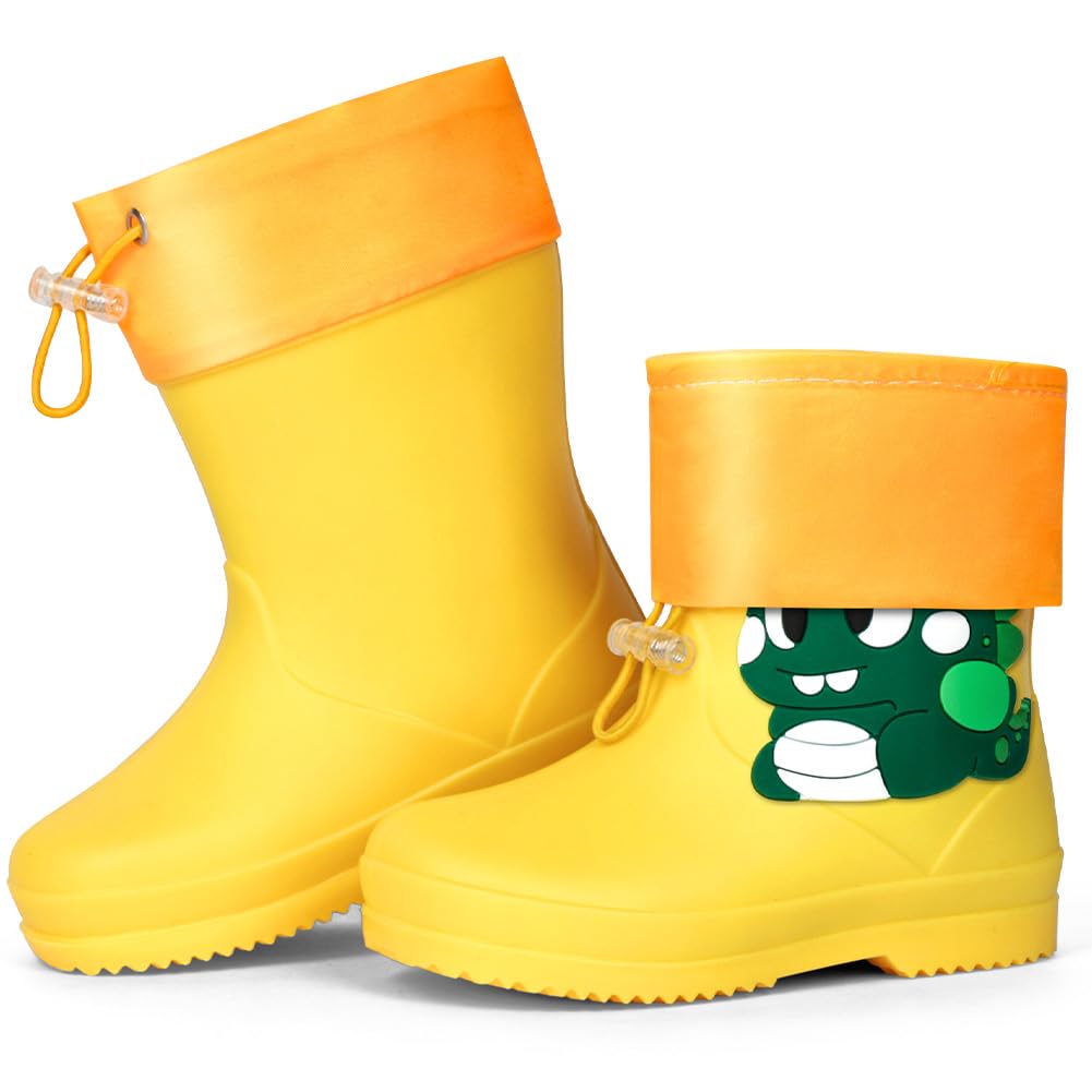Aomig Botas de Agua Niños, Botas de Lluvia de Dinosaurio, Impermeable y Antideslizante con Cordón Ajustable en el Cuello, Bota de Agua Ligera — view 8