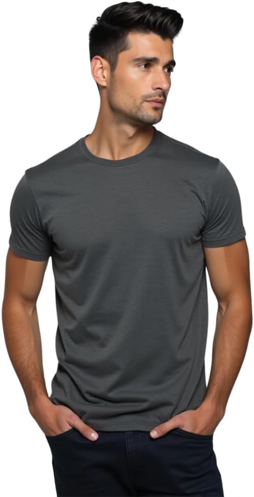 Men’s Premium Heather Crew Neck Tshirt Ring-Spun Cotton Blend Tee Lightweight Classic Athletic Fit Short Sleeve Plain T-Shirt