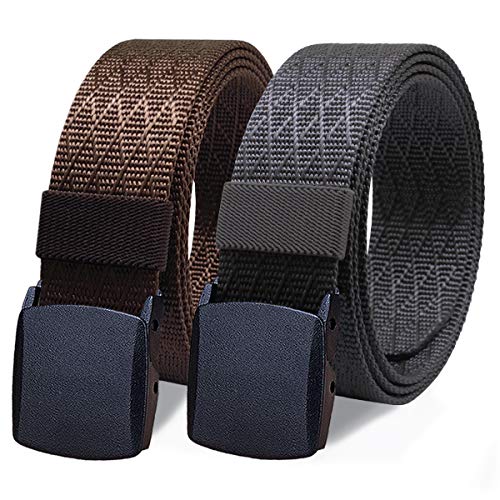 Image of WYuZe 2 Pack Nylon Belt Outdoor Military Web Belt 1.5 inch Men Tactical Webbing Work Belts for Men