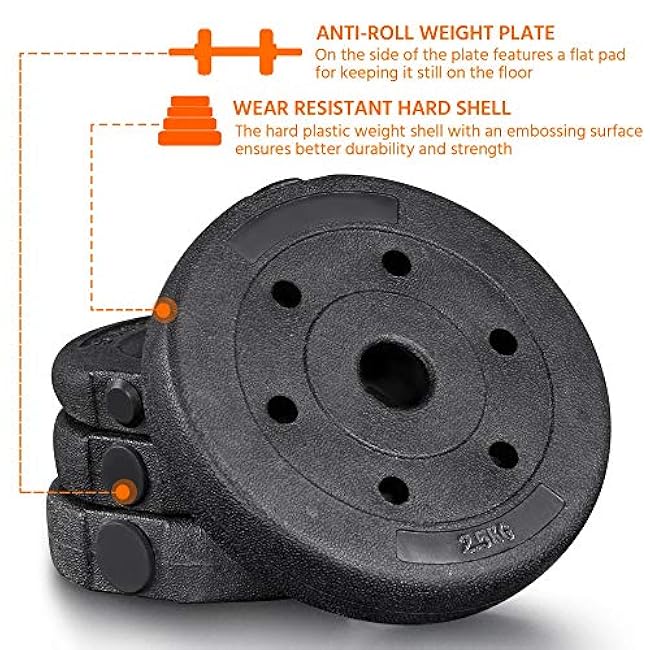 Yaheetech Adjustable Dumbbells Weight Set Dumbbell Weights Exercise & Fitness Equipment w/ 4 Spinlock Collars for Women & Men Home Gym Strength Training