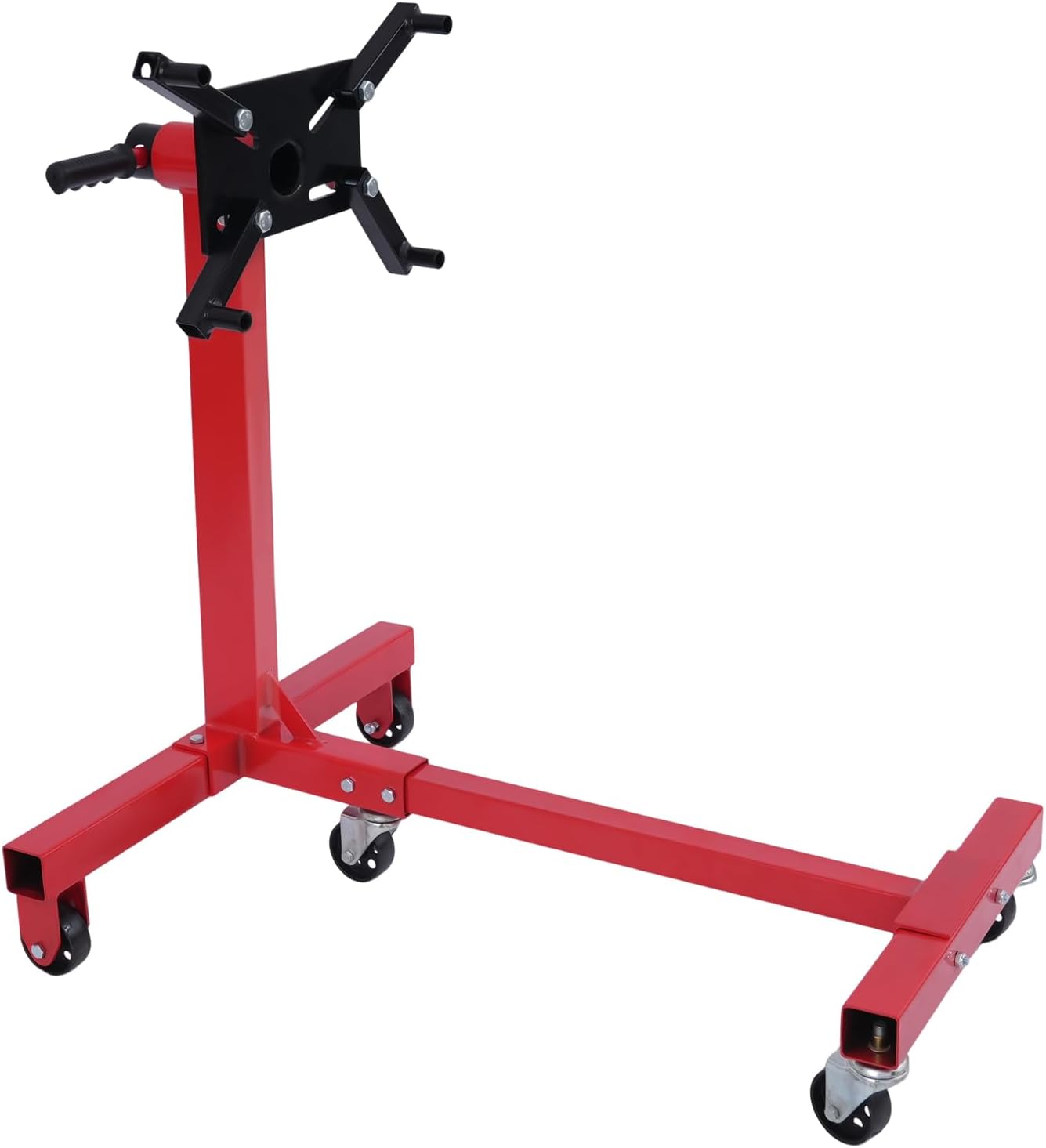 1250 lbs Engine Stand Heavy-Duty Engine Motor Stand Steel with 360° Head, 5 Swivel Casters Folding H-Frame Rotating Engine Stand for Auto Repair, Garage, Vehicle Maintenance, Red