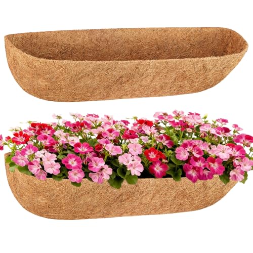 EINYEXW 2 Pack 30 Inch Coconut Liners for Planters - Coco Liners for Planters Window Box Liners Coconut Fiber Planter Liner for Flowers Durable Natural Coconut Planter Liners for Outdoor Decor