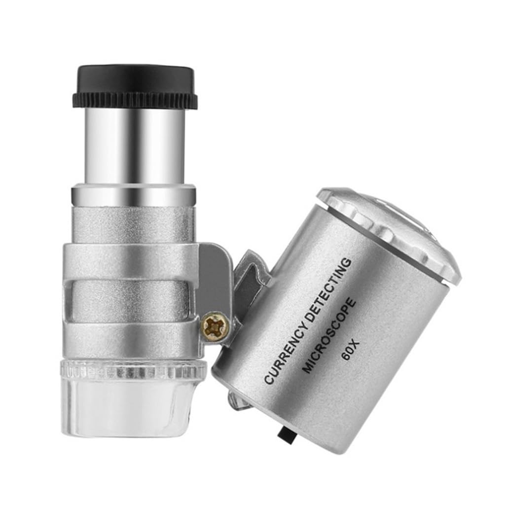 Elnwnnkc Portable Pocket Microscope with 60X Magnification LED Light & Light Suitable for Jewelry & Currency