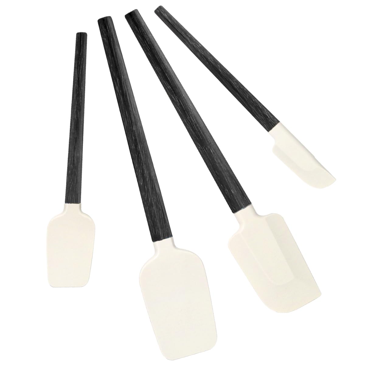 Silicone Spatula Set, Food Grade Rubber Spatula-4 Piece Nonstick Rubber Spatulas, Spoonula, Jar Scraper for Cooking, Baking, Mixing, Frosting - Heat Resistant Up to 600°F (Spatulas-Black)