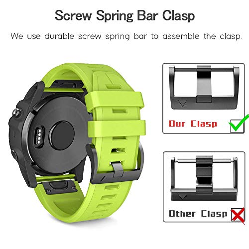 Image of NotoCity Compatible Fenix 5X Plus Bands Fenix 7X Sport Silicone Replacement Watch Strap for Garmin Fenix 8 51mm /Fenix 5X /5X Plus /Fenix 6X /6X Pro /Fenix 3 /HR /Descent MK1 /D2 Delta PX /D2 Charlie(Green)