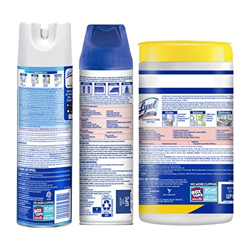 Lysol Disinfectant Wipes 80Ct (Pack Of 4) + Lysol Disinfectant Spray, Crisp Linen, 19Oz (Pack Of 2) + Lysol Fabric Disinfectant Spray, Lavender Fields, 15Oz #TOP1