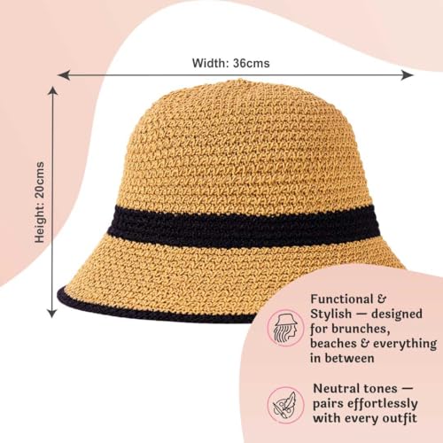 Image of Hair Drama Co. Crochet Bucket Hat for Women | Comfy & Casual Knit Handmade Foldable Floppy Hat | Summer Crochet Bucket Cap for Women & Girls