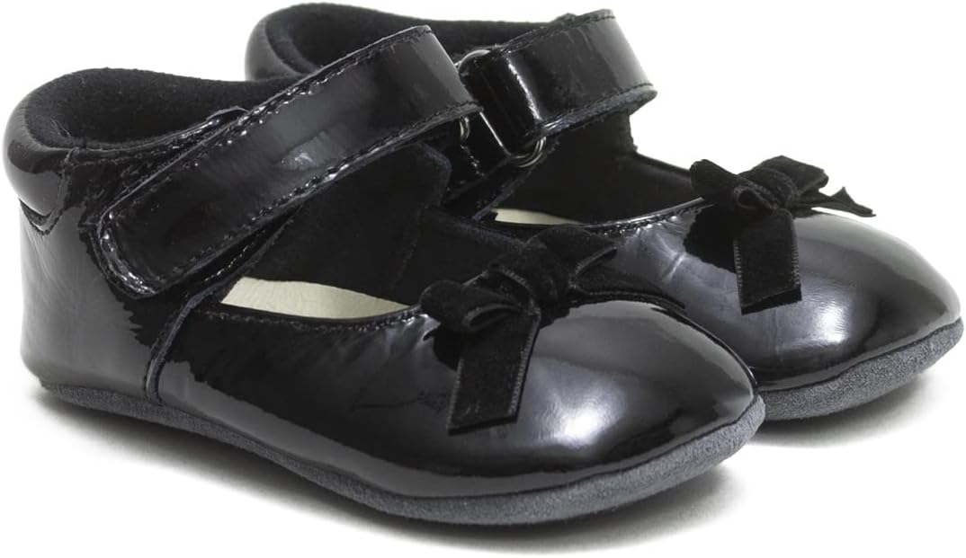 RobeezFirst Kicks Baby Girl and Unisex Shoes & Sneakers for Infant/Toddlers - 0-24 Months, Velvet Bow Black, 9-12 Months