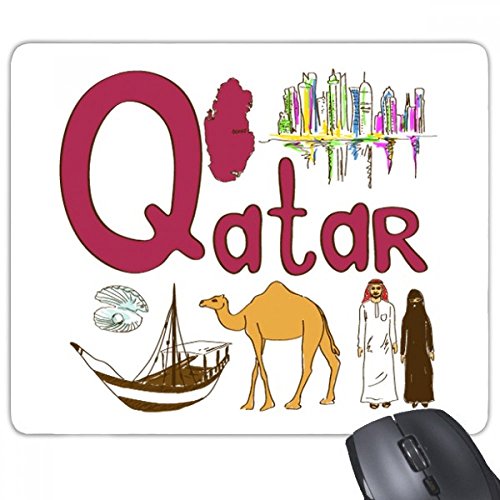 Tapis de souris Qatar avec motif symbole national et base en caoutchouc antiglisse