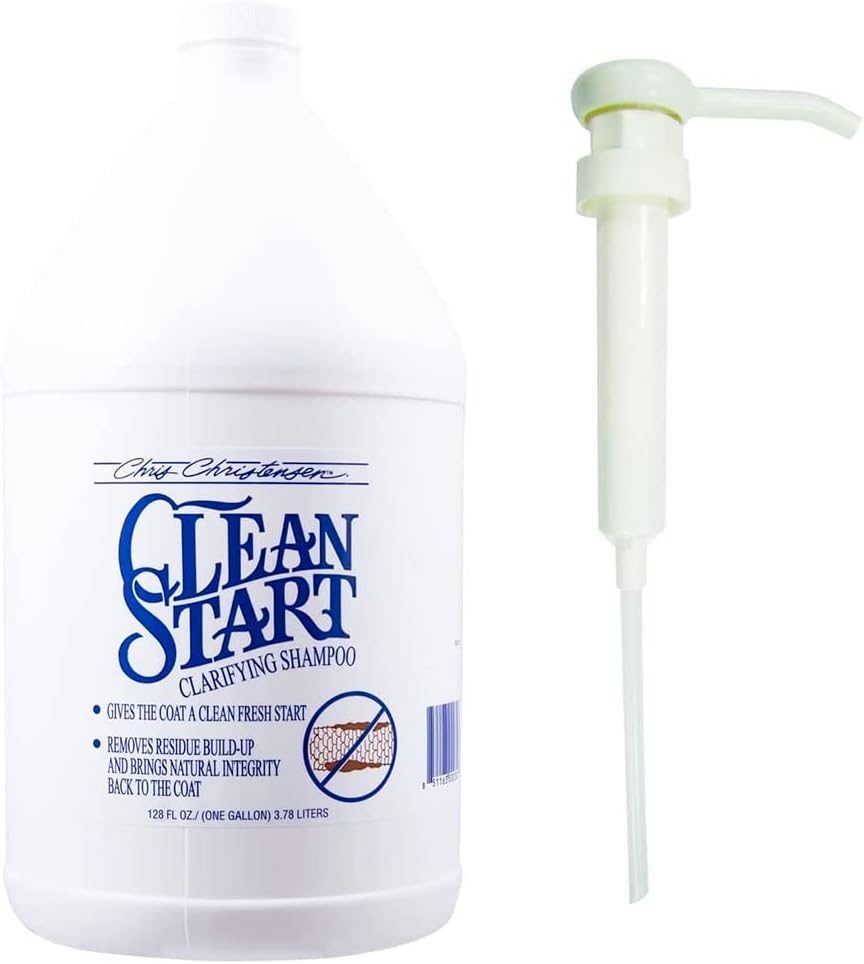 Chris Christensen Gallon Liquid and Gallon Pump Dispenser Bundle- Clean Start Clarifying Shampoo, Preserves Natural Oils + Gallon Pump Dispenser, Easily Dispenses, No Mess