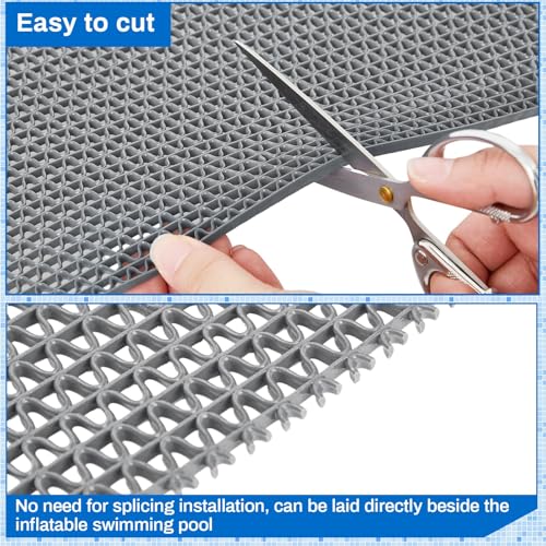 Reallnaive 12in x 10ft Pool Mat Non Slip Drainage Mats Swimming Pool Floor Deck Mats Large Rugs PVC Splash Mesh Hollow Rubber Doormat Roll for Outdoor Indoor Patio Garage Kitchen Bathroom Safety(Grey) by Reallnaive - Used condition - Image 3