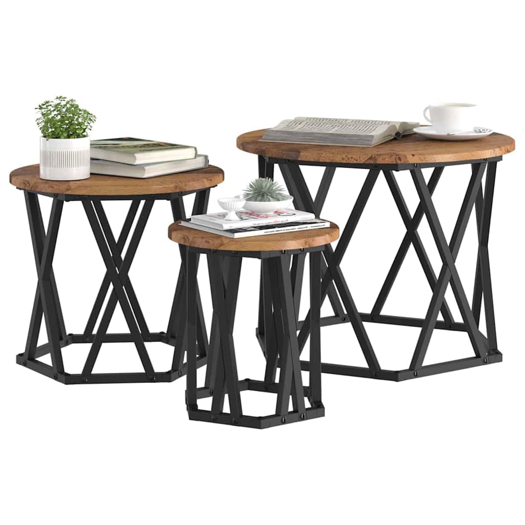 vidaXL - Nesting Side Tables - Set of 3 - Brown