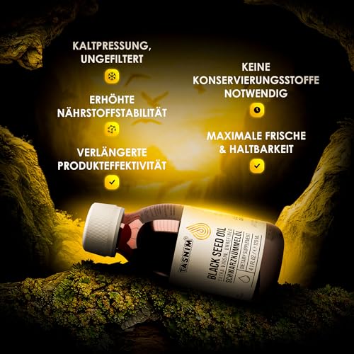 Schwarzkümmelöl Kaltgepresst Lite 120ml, Ungefiltert, Hochwertig, Naturrein und mit Olivenöl als Antioxidans, Äthiopisches Nigella Sativa Öl mit Hohem Thymoquinon, Glasflasche, Mühlenfrisch, Vegan