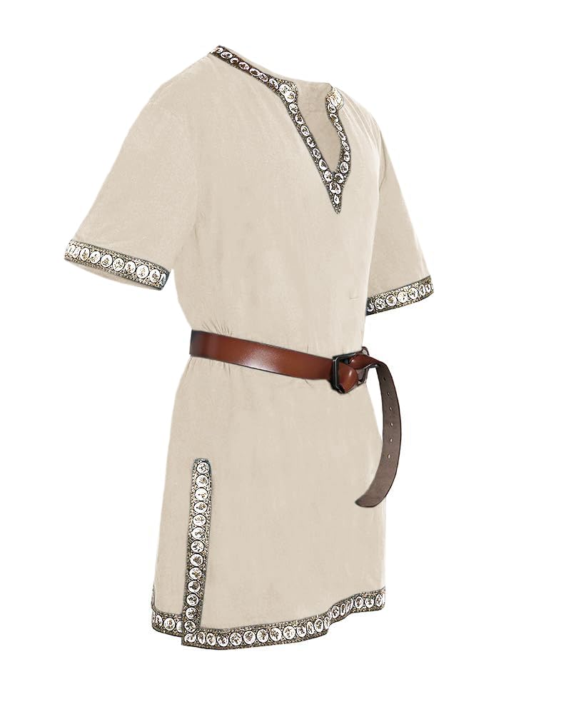 Taoliyuan Mens Medieval Costume Halloween Renaissance Tunic Viking Knight Pirate Vintage Warrior LARP Shirts