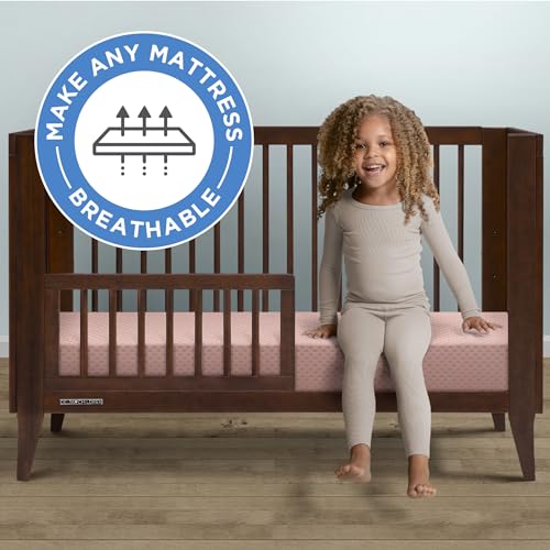 Delta Children Breathable Crib Mattress Pad Cover - Make Every Crib Mattress Breathable - Elastic Edges for Secure, Universal Fit - Machine Washable - 1 Pack, Pink