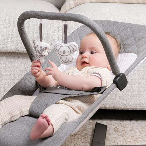 Image of Baby Delight Alpine Deluxe Portable Bouncer | Infant | 0 - 6 months | Charcoal Tweed