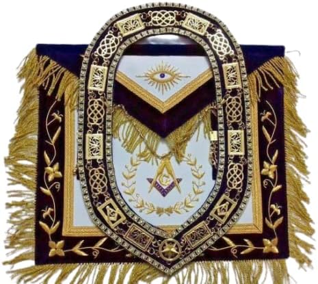 MASONIC Grand Lodge PAST Master Delantal con collar de cadena, color morado, Morado, Talla libre