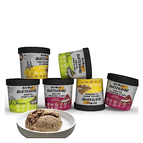 BugBell 6x100g Nassfutter zum Anrühren Mix, pro Portion 300g getreidefreies Nassfutter, mit Insekten als Monoprotein, funktional für die Gesundheit des Hundes, hypoallergen & purinarm