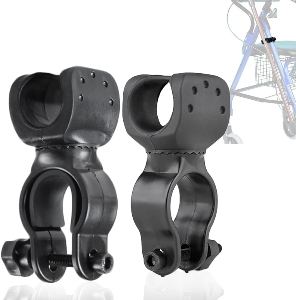 Cane Holder for Drive Rollator, Walker, Wheelchair - Universal Crutches Stick Bracket Accessories, 1" ID, 2 Pcs (A)