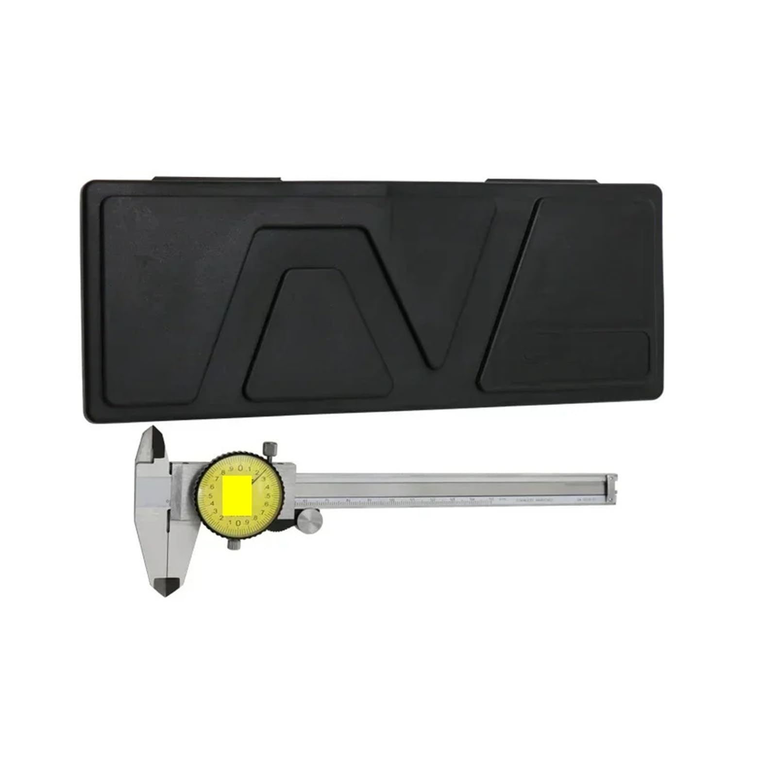Calibrador de cuadrante 150 mm y 6 pulgadas, resistente a golpes, acero inoxidable endurecido, 4 vías, con estuche plástico(0-200mm 0.02mm)