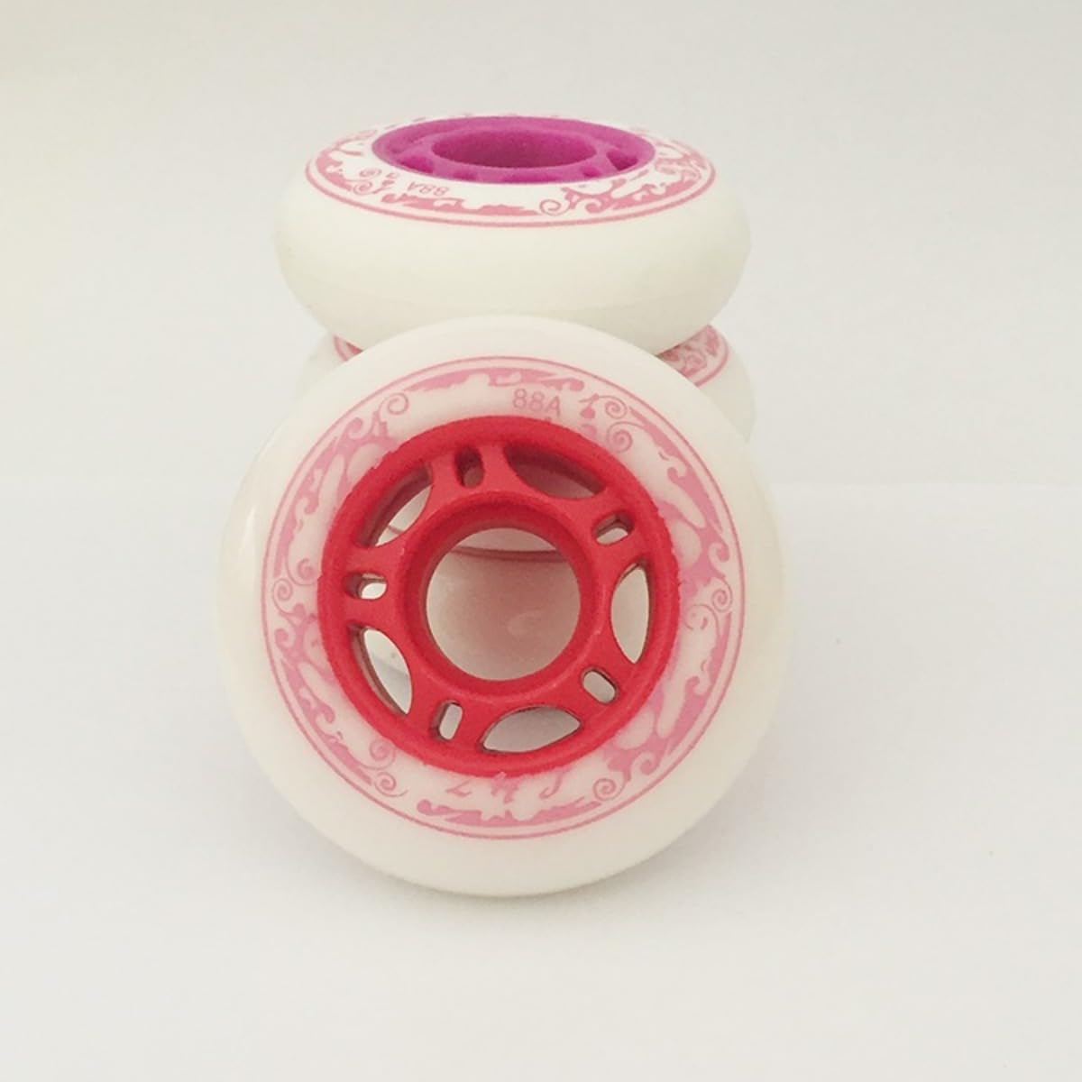 Genérico Ruedas para Patines En Línea Interior Exterior Ruedas para Patines En Línea de 64 mm Y 68 mm con Rodamientos ABEC-9 para Exteriores Dureza 88A Fáciles de Instalar (Rosa 64 mm)