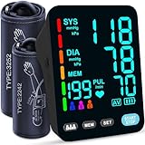 YONLO Blood Pressure Monitor, Automatic Upper Arm Blood Pressure Monitors for Home Use, 2 Blood Pressure Machine Cuff(9-17in & 13-21in) with Large LED Backlit Display, 3x199 Reading Memory Users Black