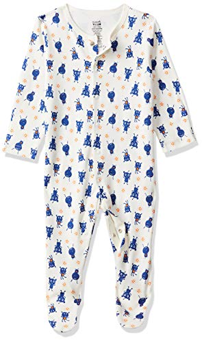 Image of miniklub Baby Front Open Long Sleeve Knitted Cotton Multi Color Sleep Suit, Pack Of 2 (3-6M)