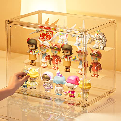 Vitrine aus Acryl,Schaukasten Vitrine Aufbewahrungsbox Abnehmbar Puppenvitrine mit Magnetisch Transparent Display Ständer für Sammlerstücke Action-Figuren Miniaturfiguren Home Lagerung 27x18x22 cm
