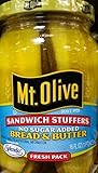 Mt. Olive Sandwich Stuffers Bread & Butter Pickles, No Sugar Added 16 Oz (Pack of 3) by Mt. Olive