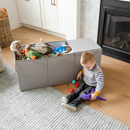 Kids Toy Chest For Boys & Girls - Stylish Versatile Stuffed Animal Holder & Kids Toy Organizer Makes Play Room Organization Easy - Made With Strong Pp Board - Solid Gray With Cationic Fabric #TOP6