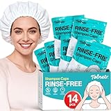 Shampoo Caps No Need Rinse,14 Pack Shampoo Caps for Bedridden Patients Elderly with Two 100ml Measuring Cups, Hair Washing Caps for Elderly, Rinse Free Caps Easy to Carry (Need 130ML Water)