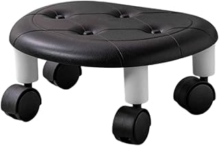 Fonowx Low Roller Seat Pedicure Stool Universal Swivel Casters 360° Rotating Rolling Stool Shoe Stool Seat Swivel Chair Salons Kitchen Home Library, Black