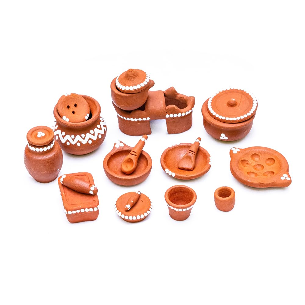 RK Enterprises Miniature Clay Showpiece Kitchen Set | 20 Pieces | Handcrafted | Soppu Jaman | Miniature Kit | Earthernware Pot | Showpiece - 20 Pieces (B0DBRKZ7FS) Amazon Price History, Amazon Price Tracker