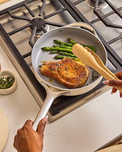 Image of Caraway Ceramic Nonstick Saute Pan with Lid - 10.5 inch (3 qt) - Non Toxic, PTFE & PFOA Free - Oven Safe to 550F - Compatible with Gas, Electric, Induction Stovetops, Navy