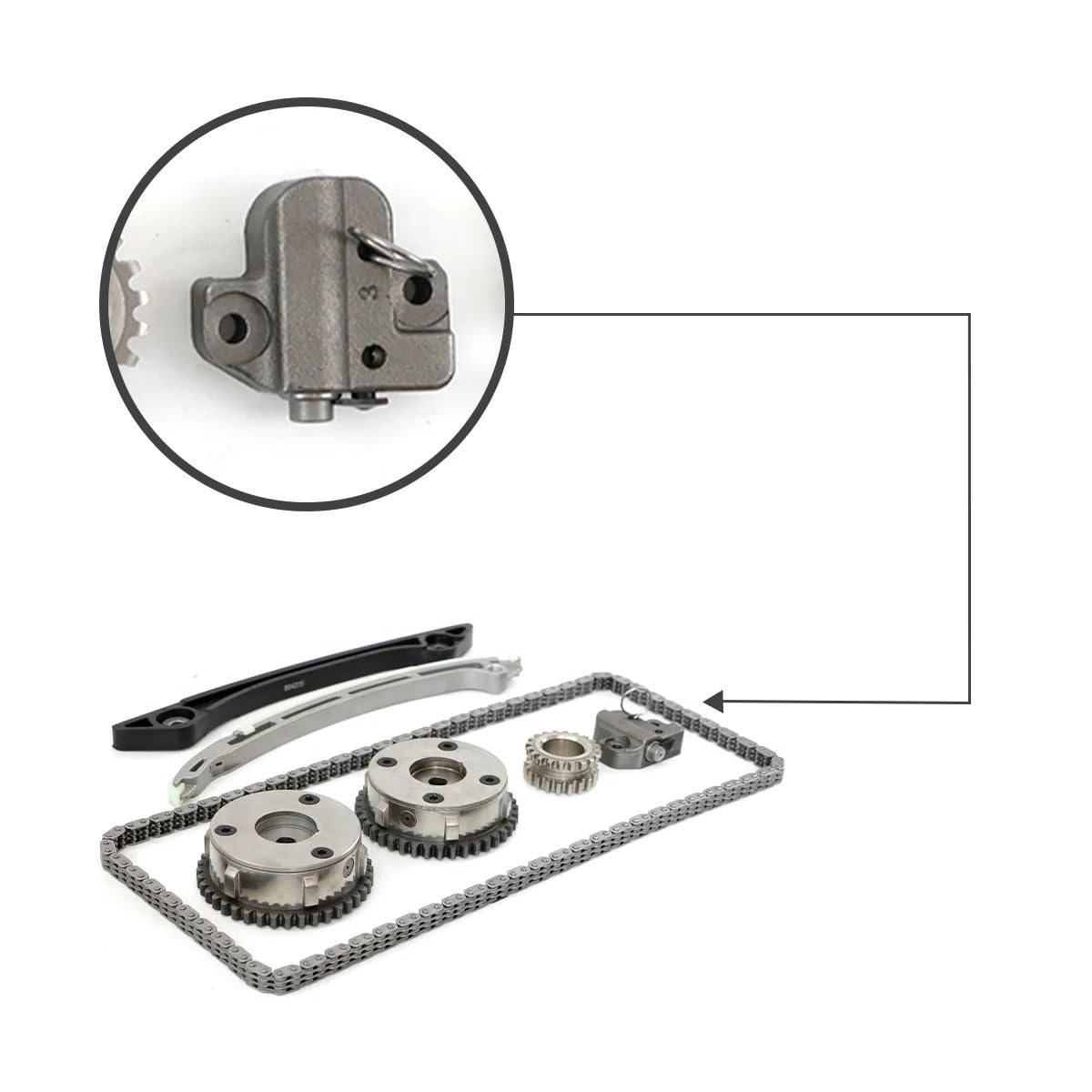 catena pompa olio motore Adatto per Evoque Adatto per Freelander 2.0L 2011-2018 Kit di Riparazione Auto Kit Catena di Distribuzione + 2 VVT CJ5E6C525AD + CJ5E6C524AD