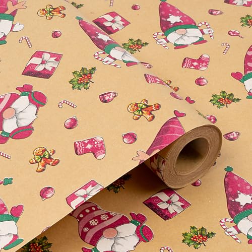 Rolo de papel para embrulhar presentes de 43 cm x 15 m, papel kraft reciclável, ideal para aniversários, Natal e festas. (Multicolor4)