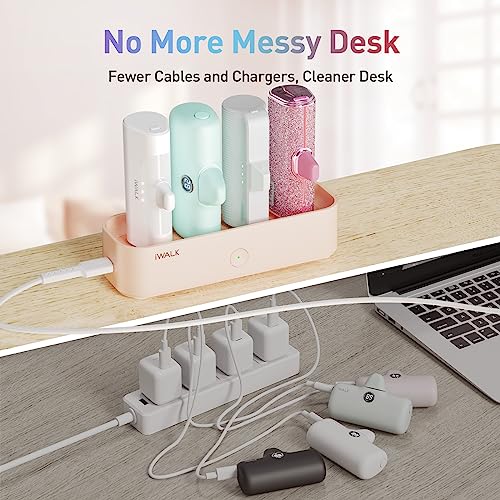 iWALK LinkPod Station LinkPod Portable Charger 4500mAh, 4800mAh,5000mAh Power Bank for iPhone Charging Station Multiple USB-C Family-Sized Charger Station for Home(Station Only), Pink - Image 7