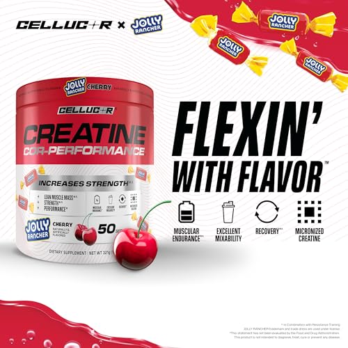 Image of Cellucor Creatine Powder, Jolly Rancher Cherry- Increases Strength, Lean Muscle Mass & Endurance, Micronized Creatine for Fast Absorption, 5g Creatine per Serving, 50 Servings