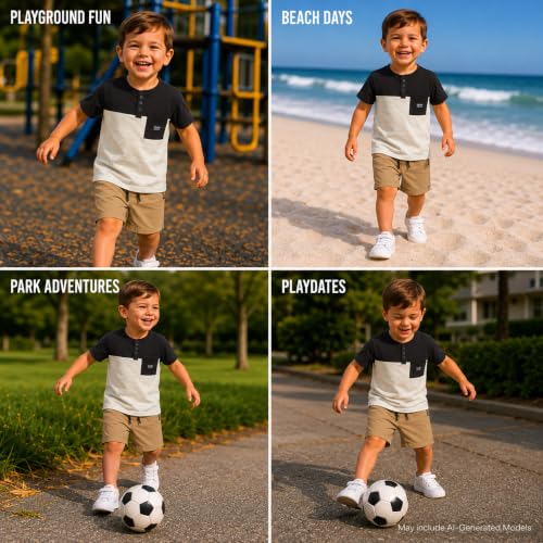 Image of Volcom Toddler Baby Boy Shorts Set - 2 Piece Short Sleeve Graphic Tees and Tech Stretch Shorts for Boys Infant Summer Clothes