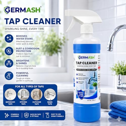 Image of Tap Cleaner & Limescale Remover 500ml | Removes Hard Water Stains, Calcium Deposits & Rust Marks in 60 Seconds | Descaler for Taps, Faucets, Showers, Tiles, Mirrors & Bathroom Fittings | Shine Formula