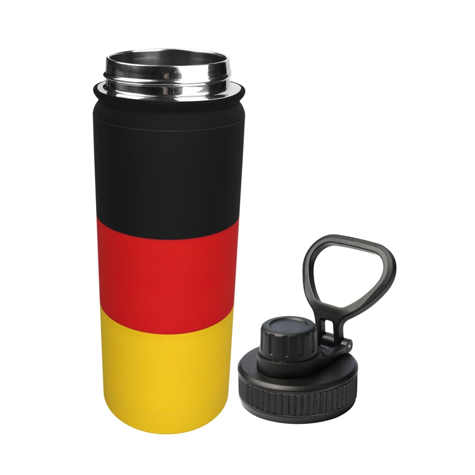 Wasserflasche mit Deutschland-Flagge, Edelstahl, doppelwandig, isoliert