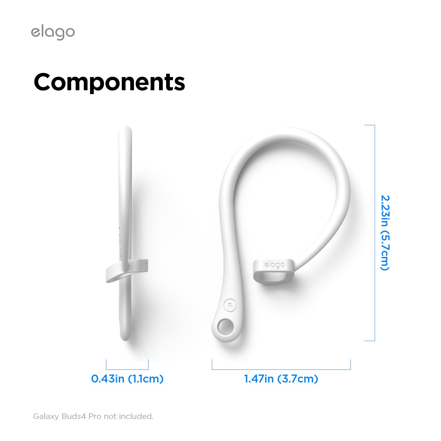 elago Uchwyty na Uszy do Galaxy Buds 4/4 Pro | Antypoślizgowy, Ergonomiczny Design, Wygodne Dopasowanie, Bezpieczne Użytkowanie (Biały)