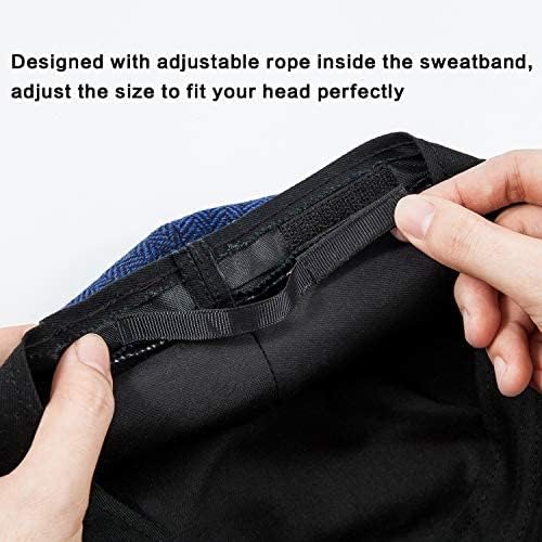 LADYBRO 2Pack Adjustable Newsboy Hats for Men Flat Cap Irish Cabbie Wool Blend Tweed - Image 5