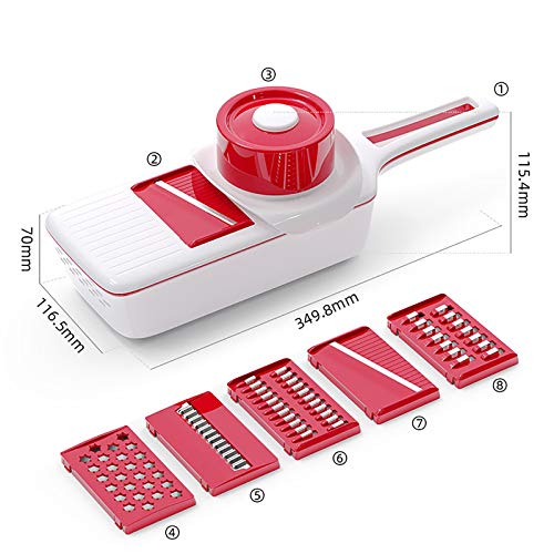 Cortadora manual para vegetales con 5 cuchillas y contenedor rojo miniatura 5