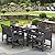 SUUNYN 7-Piece Outdoor Patio Dining Set with Table & 6 Chairs, All-Weather HDPE Outdoor Table and Chairs, 2" Umbrella Hole, Patio Furniture for Garden, Backyard, Deck, Black