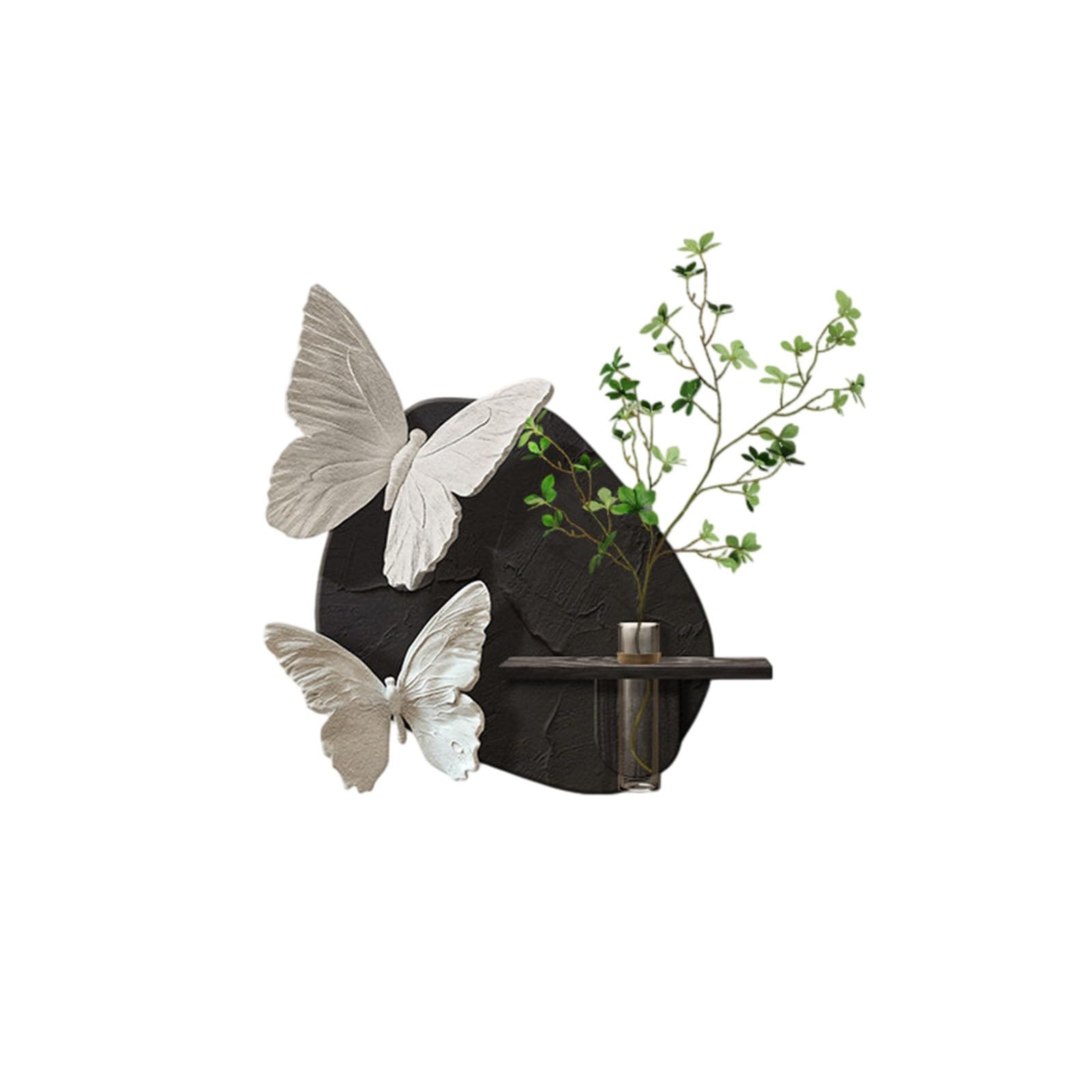 ITOSUI 3D Sandstone Wall Art Decor - Modern Textured Wall Sculpture with Butterfly, Frameless Handcrafted Relief Picture for Living Room, Bedroom, Entryway(Black-c,60cm/23.6in)