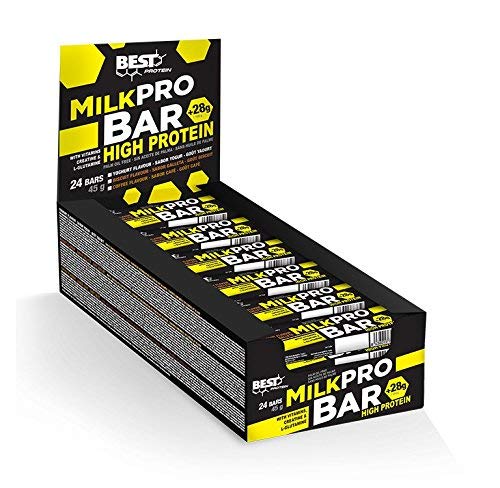Best Protein MilkPro Bar, Barrita proteica con Sabor Yogur, 24 Unidades