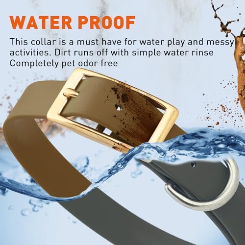 Image of Viper Biothane Heavy Duty Waterproof Dog Collar Strong Coated Nylon Webbing w /Solid Brass Hardware Odor-Proof Easy to Clean High Performance Fits Small Medium or Large Dogs, Coyote Brown