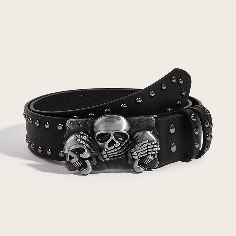 小物 skull buckle black leather belt Y2K punk 小物 skull buckle black leather belt Y2K punk 小物 skull